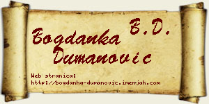 Bogdanka Dumanović vizit kartica